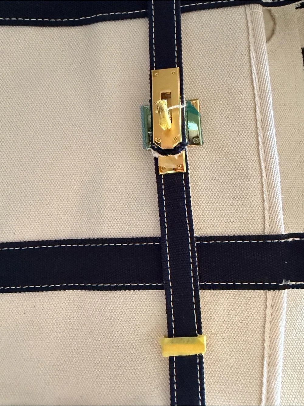 Navy and cream Boatkin Tote - Picture 2 of 4